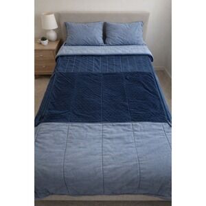 Beddy's Zip Up Bedding Set Twin Blue Excellent Minky Lined All-In-One Comforter